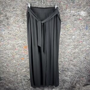 Tahari Pants Womens Large Black Wide Leg Belted Pull On High Rise Office Casual